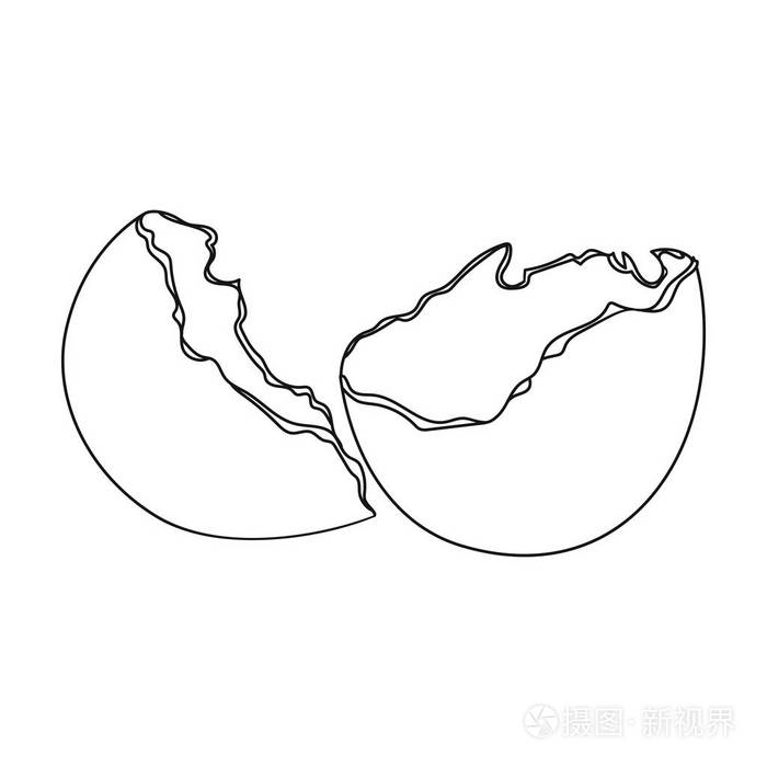 破碎的蛋壳图标在白色背景上孤立的轮廓样式垃圾和杂物象征股票矢量图