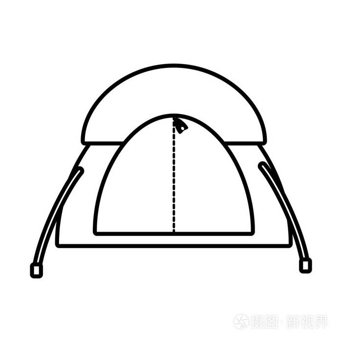 徒步旅行森林露营的轮廓圆顶帐篷插画-正版商用图片1re0ed-摄图新视界