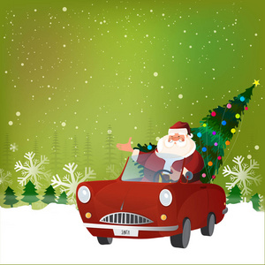 圣诞老人在圣诞节庆祝的车图片