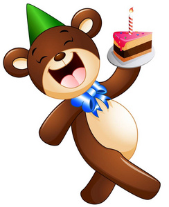 快乐熊卡通举行生日蛋糕照片