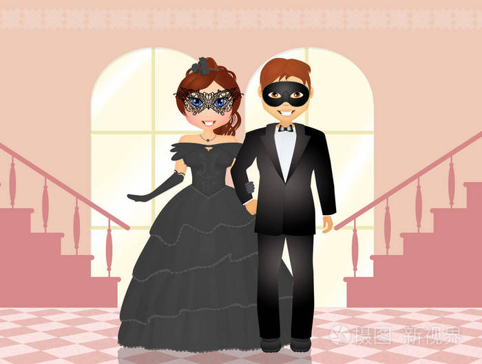 两人在假面舞会