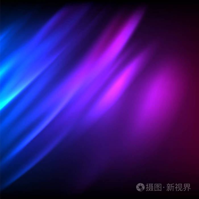 霓虹发光的深蓝色紫色背景北极光模糊