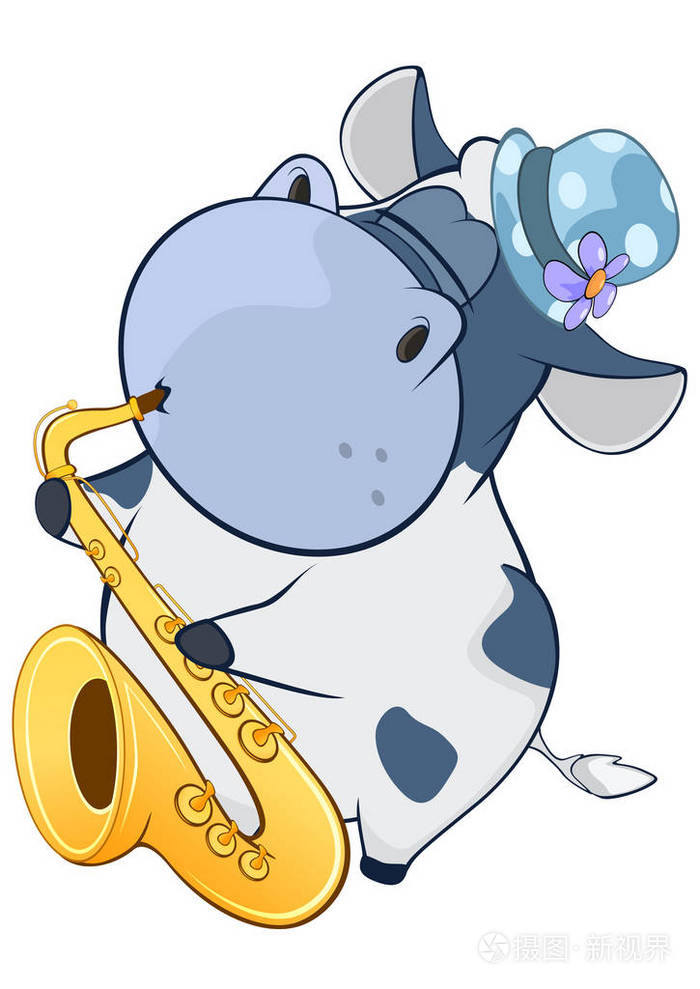 卡通河马吹小号
