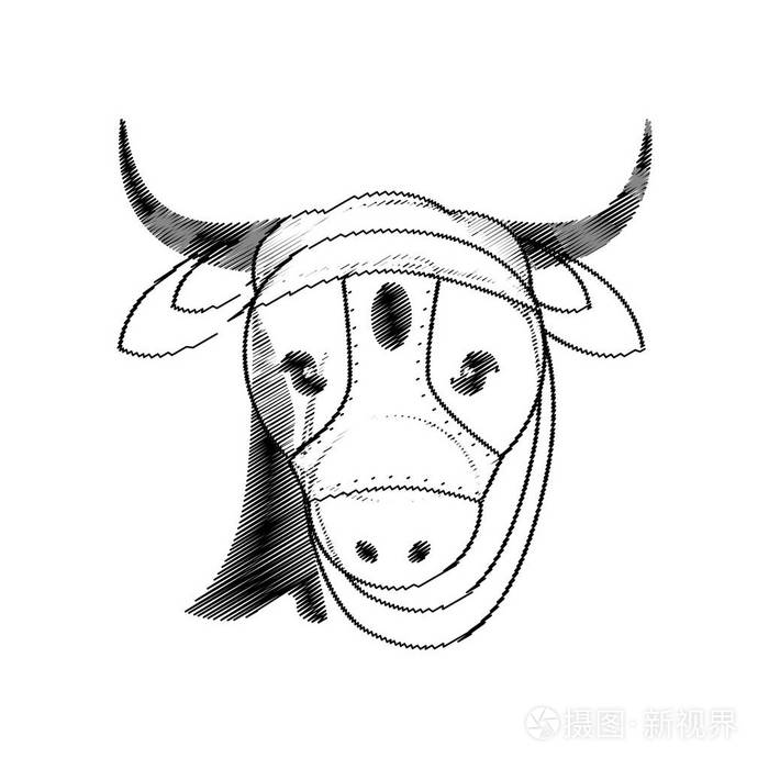 头印度神牛插画-正版商用图片1rennt-摄图新视界