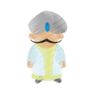 卡通印度男子带着胡子头巾腰图片