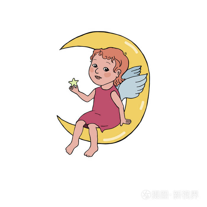 天使坐在月亮上