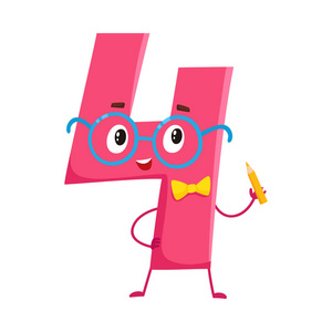 可爱又搞笑多彩 4 数字字符,生日问候照片