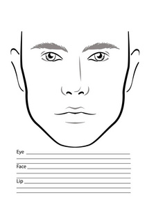 脸上图表化妆艺术家空白.模板.矢量图照片