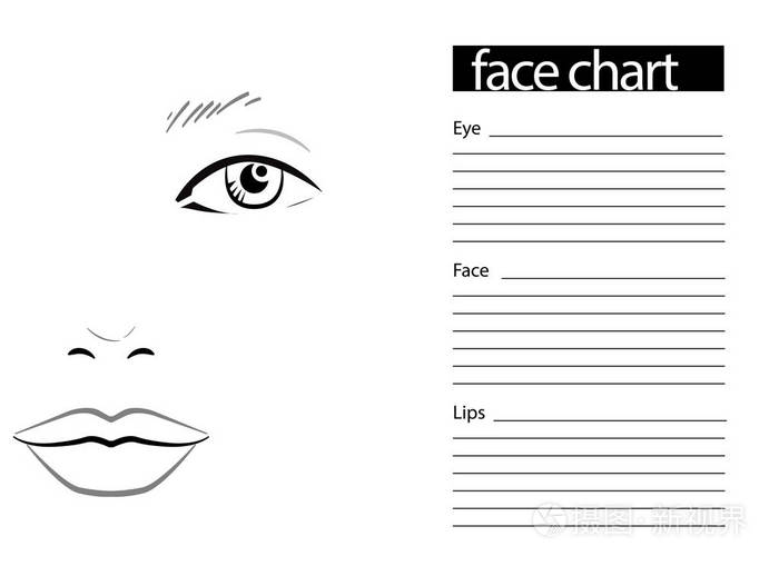 脸上图表化妆艺术家空白.模板.矢量图