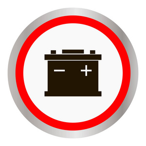 汽配背景图汽车电池图标孤立在白色背景上.