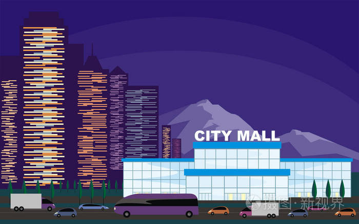 购物中心和山