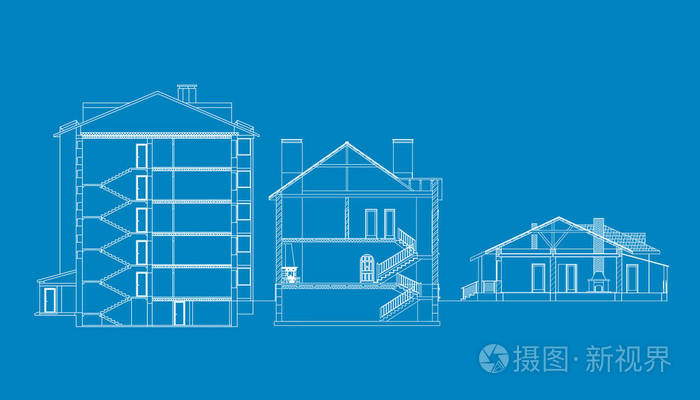 矢量的蓝图.最有趣的建筑背景