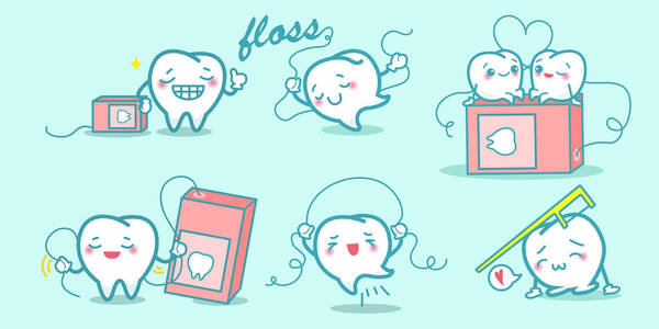 卡通牙和牙线玩照片