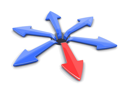 在不同的方向箭头的三维图像图像的剪切路径