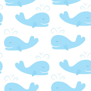 爱生活动漫壁纸与卡通蓝鲸的可爱背景.婴儿淋浴设计.