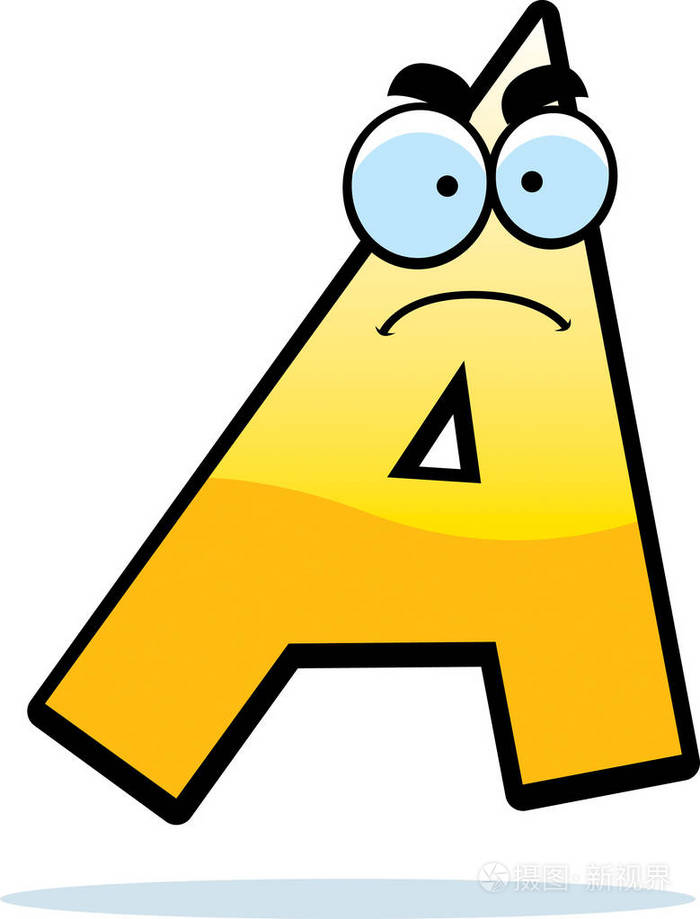 生气的卡通字母a