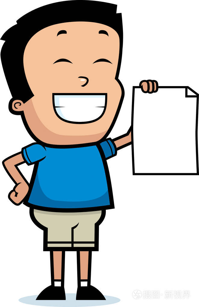 卡通男孩自豪