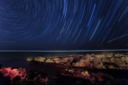 岩石石头海星空图片