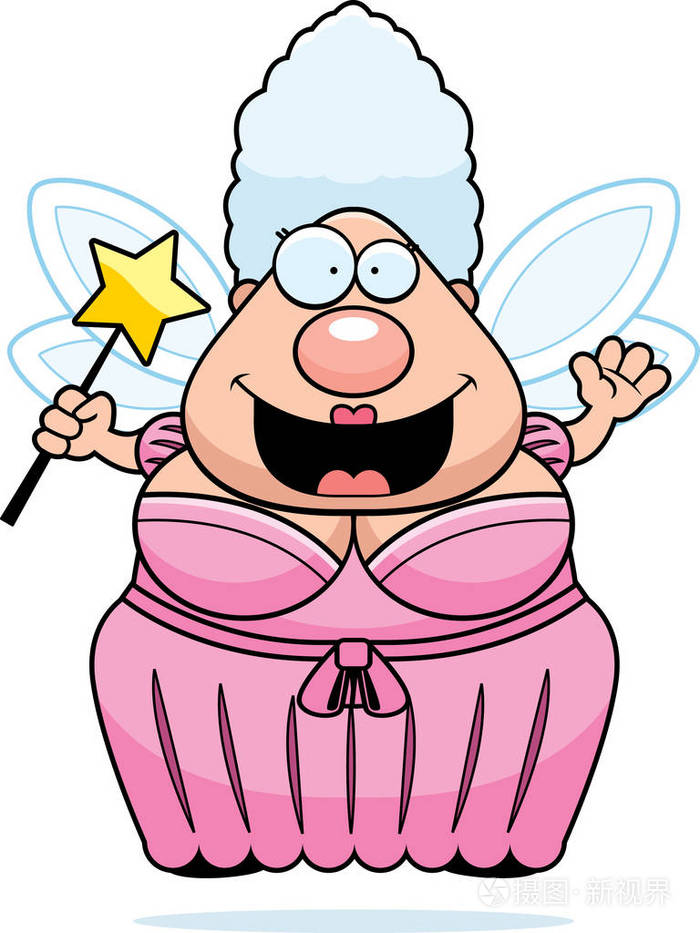 卡通仙女教母挥舞着