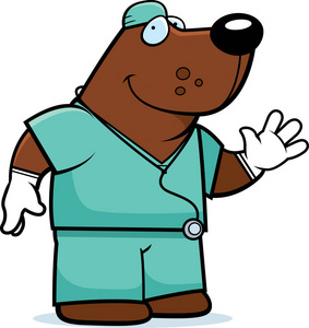 卡通熊医生插画