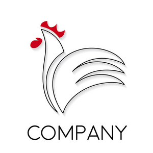 矢量符号抽象的公鸡,线性风格照片