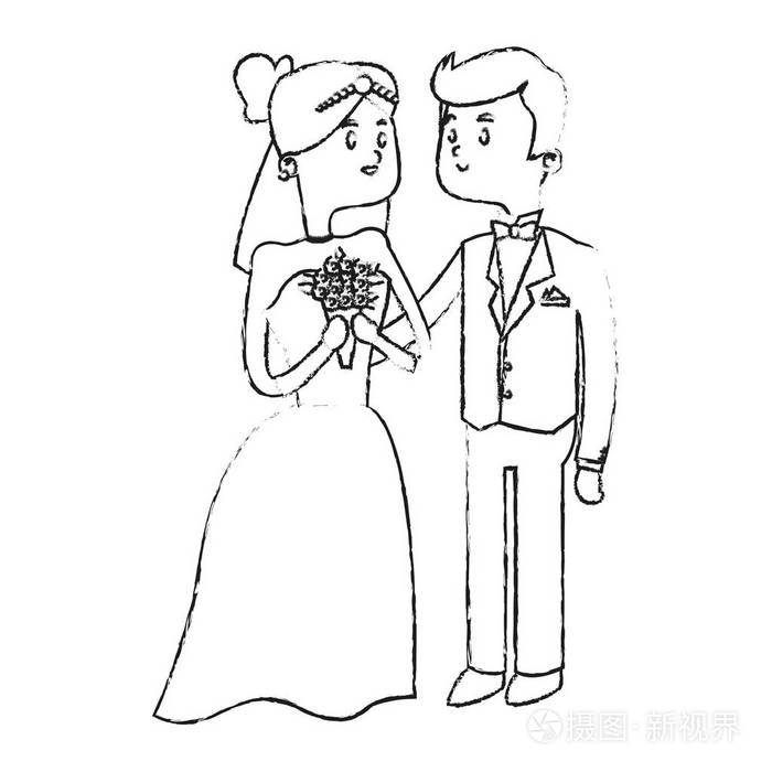 孤立的新娘和新郎设计