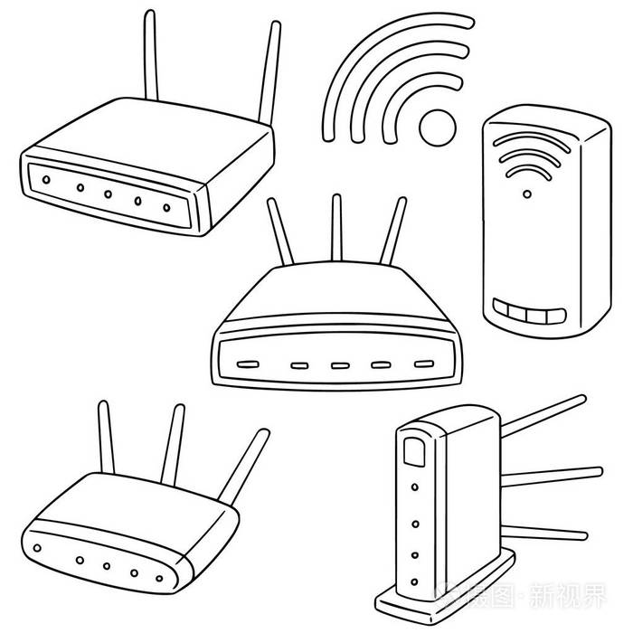 向量集的无线路由器插画-正版商用图片1rhc42-摄图新视界