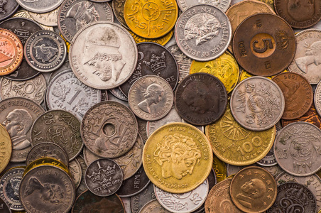 几个欧洲货币-背景图案的硬币照片