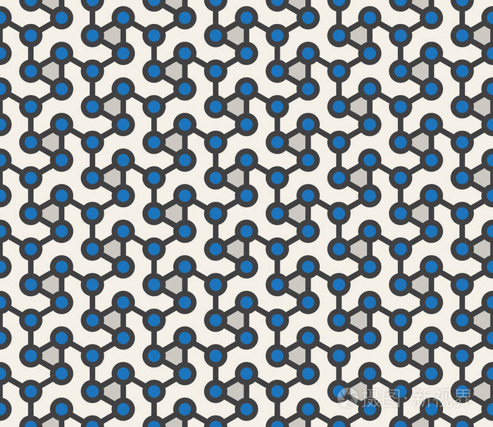 矢量无缝抽象几何原子阵列网格圈相连图案线条