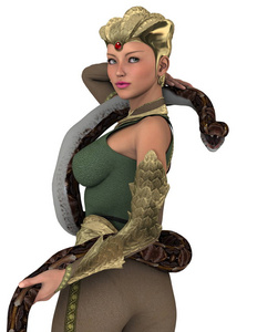 那条蛇3d cg 渲染的美和那条大蛇照片