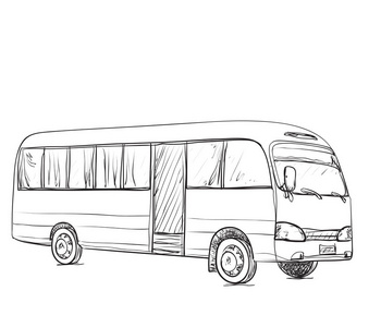 公交车交通手绘交通工具代步的.公交车素描照片