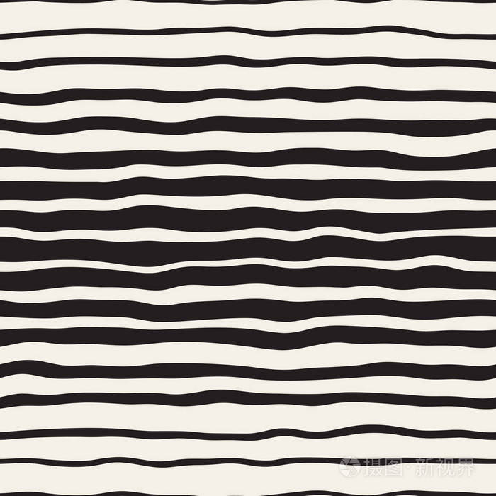 波浪纹波手绘渐变线条.矢量无缝黑色和白色花纹