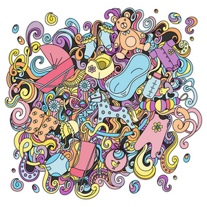 婴儿车涂鸦图片-婴儿车涂鸦素材-婴儿车涂鸦插画-摄图新视界