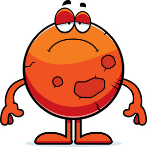 悲伤的卡通火星插画