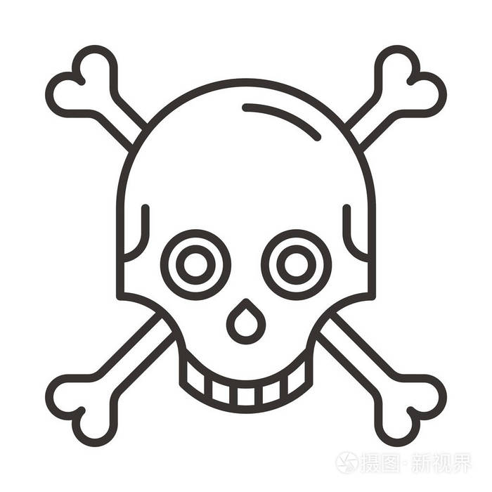 骷髅头和交叉的骨头图标插画-正版商用图片1ri7tz-摄图新视界