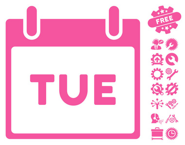 星期二日历页矢量图标与奖金照片