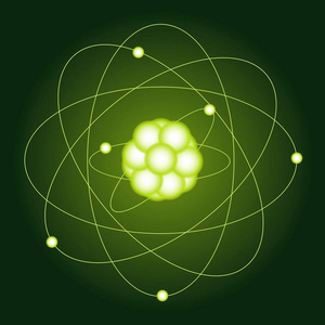 碳原子模型.物理特性.矢量照片