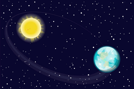地球自转绕太阳的轨道.明星这个星球.矢量照片