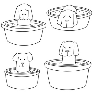 向量集的狗浴插画