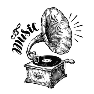 手绘留声机图片