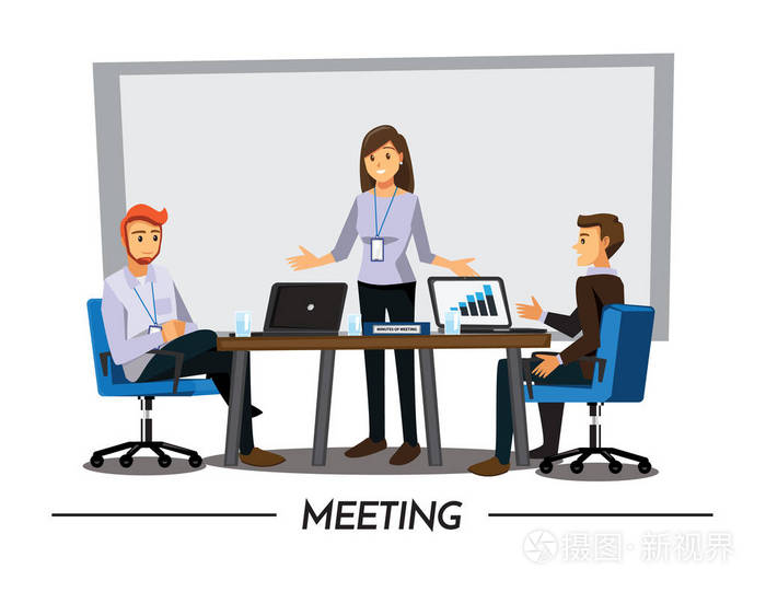 业务人有董事会会议矢量图卡通