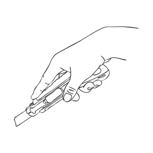 不锈钢美工刀矢量手与美工刀照片