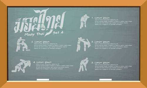武术课设置泰拳上黑板矢量设计图片