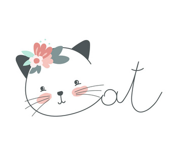 铭文猫和花照片