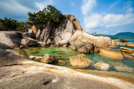 风景 海洋 情景 公司 岩石 自然 旅行 夏天 美丽的 亚洲