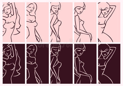 性能曲线女孩的垂直粉红色和紫色曲线照片