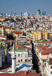 眼睛 解决 房屋 加拉塔 近的 摩天大楼 城市景观 伊斯坦布尔