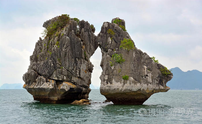 旅行 哈龙 亚洲 海洋 观光 巡航 形成 岩石 长的 地标