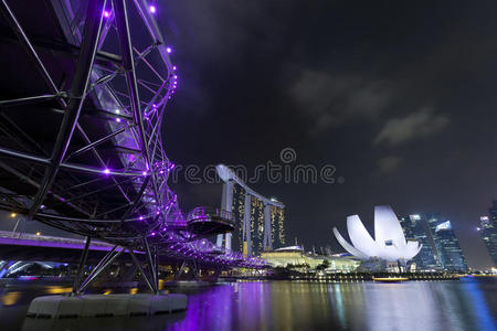 新加坡滨海湾沙滩夜景