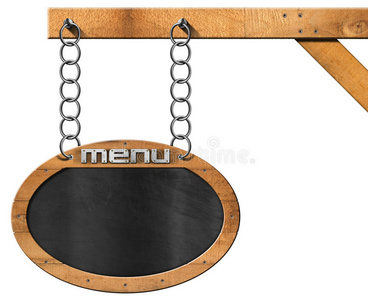 食物菜单带链条的黑板